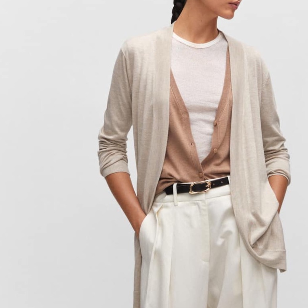 SOFT NEUTRAL LONG CARDIGAN SWEATER